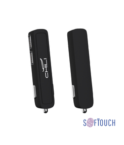 Автомобильное зарядное устройство "Slam" с 2-мя разъёмами USB, покрытие soft touch