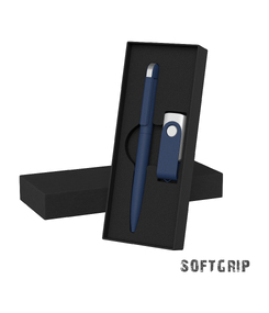 Набор ручка + флеш-карта 16 Гб в футляре, покрытие softgrip