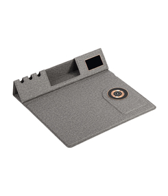 Настольная складная подставка "Cool Mat" с беспроводным (15W) ЗУ, сенсорной подсветкой логотипа, функцией MagSafe и ковриком для мыши