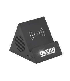 Bluetooth колонка-подставка "Rock" 3Вт с беспроводным зарядным устройством и подсветкой логотипа
