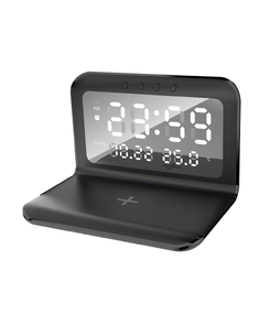 Настольные часы "Smart Time" с беспроводным (15W) зарядным устройством, будильником и термометром, со съёмным дисплеем