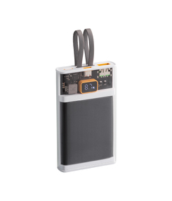 Зарядное (22.5W) устройство "Link" 10000 mAh с прозрачным корпусом, цифровым индикатором заряда и встроенными Type-C/Lightning кабелями