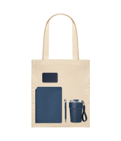 Подарочный набор Велком Пак (Welcome Pack), синий (термокружка, ежедневник, ручка, ЗУ, шоппер)