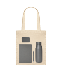 Подарочный набор Велком Пак (Welcome Pack), серый (термобутылка, ежедневник, ручка, ЗУ, шоппер)